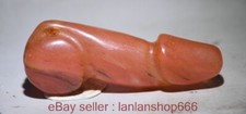 3.4 "Chine Red Mountain Culture cristal rouge sculpté pénis phallus pendentif M5