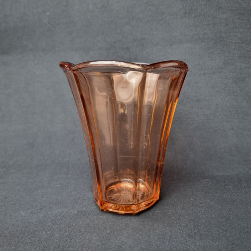 Vase verre pressé rose - vase,