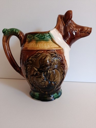 Ancien pichet barbotine cochon - pichet,