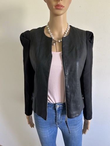 Veste noire avec simili cuir