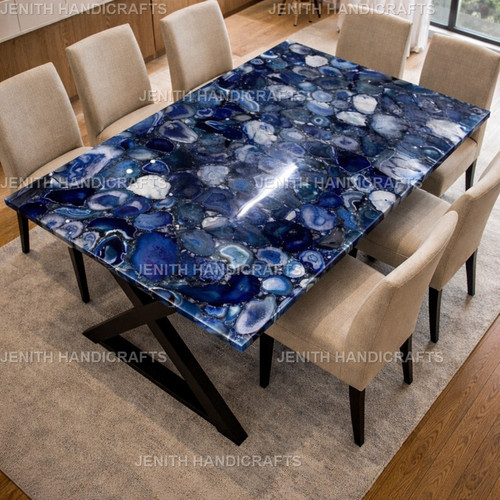 Table agate bleue plateau - table,