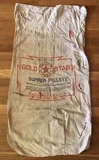 Vintage GOLD STAR FEED MILLS Supper Pellets Feed Sack Bag - Wooster, Ohio OH