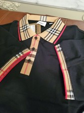 BURBERRY Polo Shirt Men Size 2XL COTTON BLACK PLAID COLLAR Pit To Pit 22.25