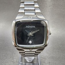 Nixon The Player Watch Women 33mm Black Dial Steel Rectangle New Battery