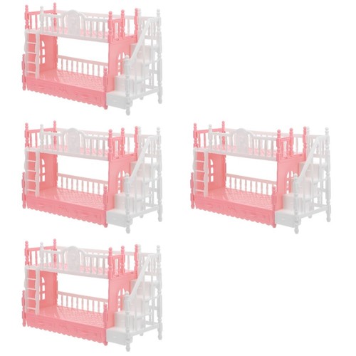 Pink miniature doll house - pink, bunk