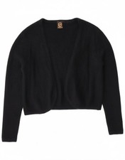 VINTAGE Womens Open Bolero Jumper IT 48 XL Black Angora BX03