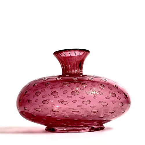 Vase verre rose signé - vase,