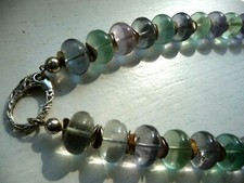 IMPOSANT COLLIER BOULES DE FLUORITE ARC EN CIEL PIERRE SEMI PRECIEUSE - NEUF