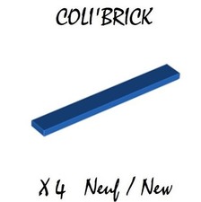 Lego 4162 - 4x Plaque Lisse / Brick Tile 1x8 - Bleu Blue - NEUF