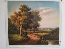 Tableau - Paysage Peint - Style Classique Baroque - Huile Sur Toile - 50x60cm