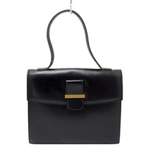 Auth DELVAUX Black Leather Handbag