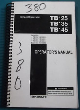 TAKEUCHI TB125 TB135 TB145 EXCAVATOR OPERATION & MAINTENANCE MANUAL BOOK