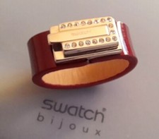 Swatch Bijoux : Anneau " Night Bague D'Humeur " (JRR023) Cuir Vernis & Inox Neuf
