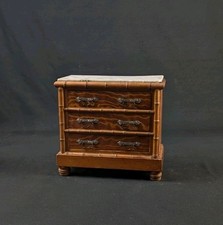 Commode Mobilier Poupée Ancienne Bambou Marbre XIXème