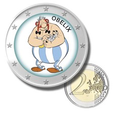 2 Euro Coloured Coin Asterix and Obelix - Obelix France Uncirculated