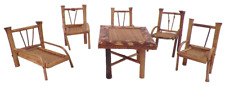 Dollhouse Miniature Chaise Lounge 4 Chairs Table Wood Wicker Vintage #7
