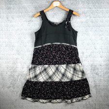 Mia Soana Robe Volants Femme 40 Gris Violet Bohème Fleurie Carreaux Mi-longue