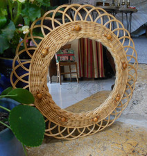 Miroir Vintage mural en ROTIN