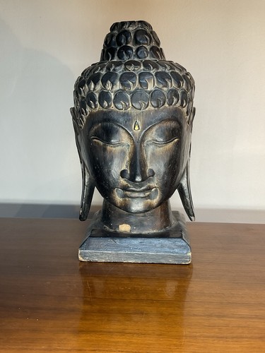 Tête bouddha bois - de, en