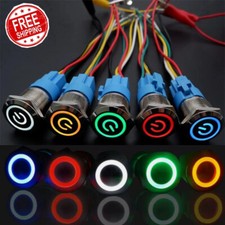2PC Latching Push Button Power Switch 16mm 12V LED ON OFF Waterproof Stainless