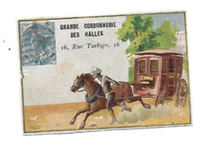old chrome pub. cordonnerie des Halles horse stagecoach stamp