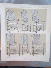 Vintage Print,EUROPE,FAUTEUILS ET CHAISES,Costume,Historique,1888,Racinet