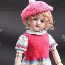 Robe de poupée ancienne avec bonnet pour poupée de 50 cm Antique Doll Dress