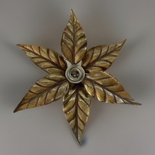 Vintage 1970s Willy Daro Gold Brass Leaves Sconce