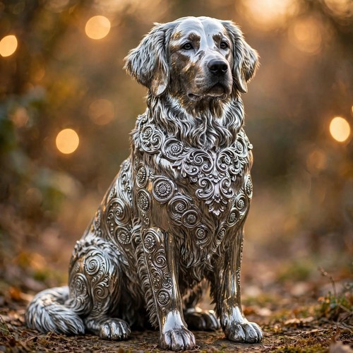 Statue golden retriever - statue,