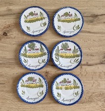 ANCIENNES SOUCOUPES EN FAIENCE DE CHAROLLES - TEXTE AUVERGNE FIN XIX DEBUT XXEME