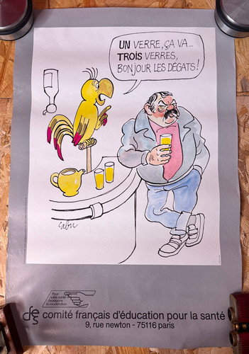 Affiche vintage cabu verre - vintage, un