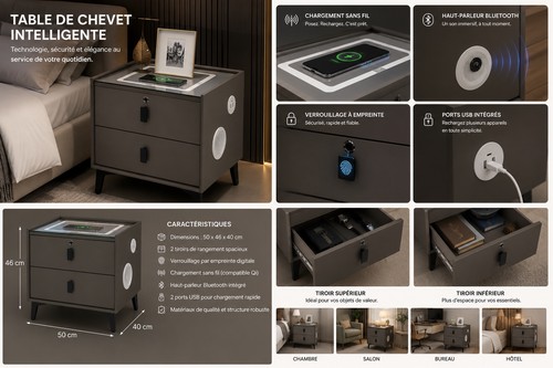 Table chevet intelligente - chevet,