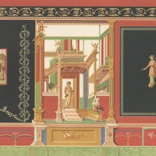 Peinture murale à Pompéi Lithographie originale Fausto & Felice Niccolini XIXe