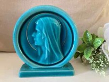 18⚜️ Icone Religieuse en Céramique Bleu La Vierge Dimensions 11 X 11 Cm