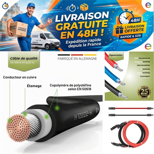 Câble solaire mc4 rallonge - câble,