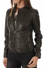 Nouvelle veste en cuir souple noire slim fit style motard moto véritable peau...