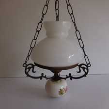 Lighting Chandelier Suspension Copper Earthenware Opaline Art Nouveau Deco PN France