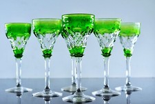 ART DECO 6 COLOR CRYSTAL GLASSES BASS SIZE GRAPE JOHN WALSH SIGN