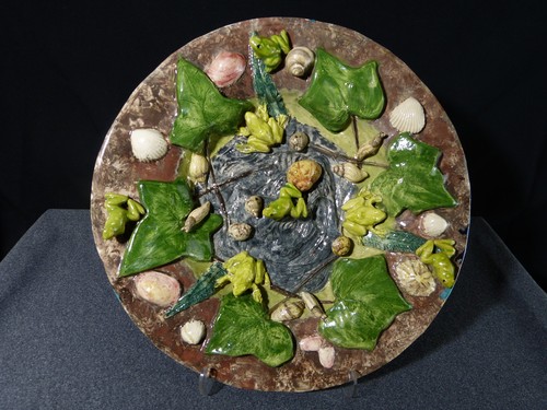 Plat faience barbotine - plat, en