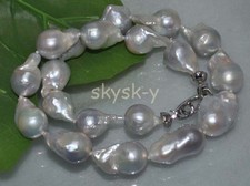 Natural 15-27mm Huge Rare White Baroque Nucleated Keshi Pearl Necklace 18''