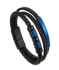 ? Bracelet Homme Acier Bleu &  Noir – Look Viril et Raffiné 21 cm