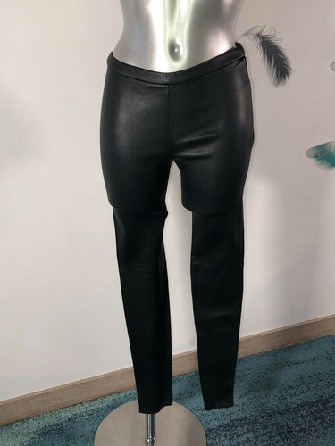 Legging cuir agneau - cuir, bleu