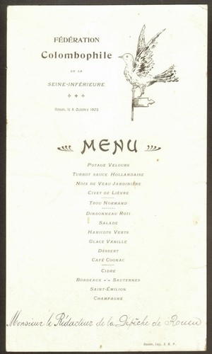 Menu colombophile federation - colombophile,