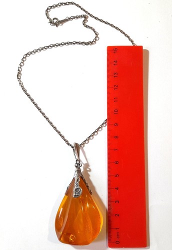 Pendentif ambre chaîne - pendentif,