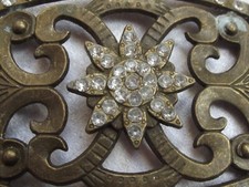 ANTIQUE METAL AND RHINESTONE BELT BUCKLE