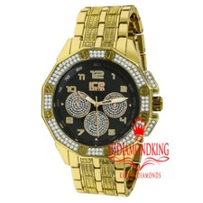 Mens Black Dial Face Gold Tone