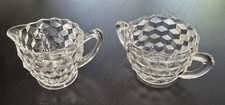 Vintage Jeannette Depression Glass Sugar Bowl and Creamer Set - Cubist