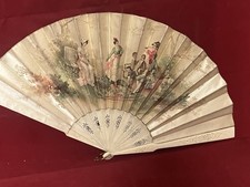EVENTAIL ANCIEN PEINT ET SATIN