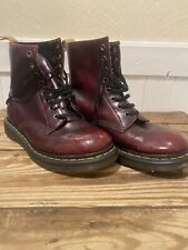 Doc Martens Women Sz8 Combat Boots Vegan Cherry Red  Air Wair Soles PLEASE READ!