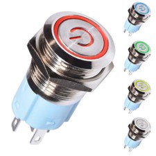 Interrupteur Bouton Poussoir à Verrouillage Bistable Power Ring 16mm 12V DC LED